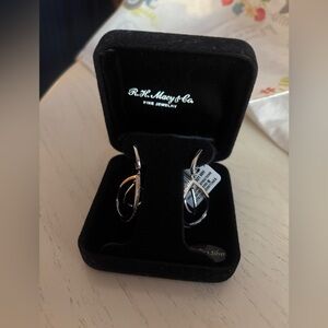 Sterling Silver Diamond Interlocking Drop Earrings NWT